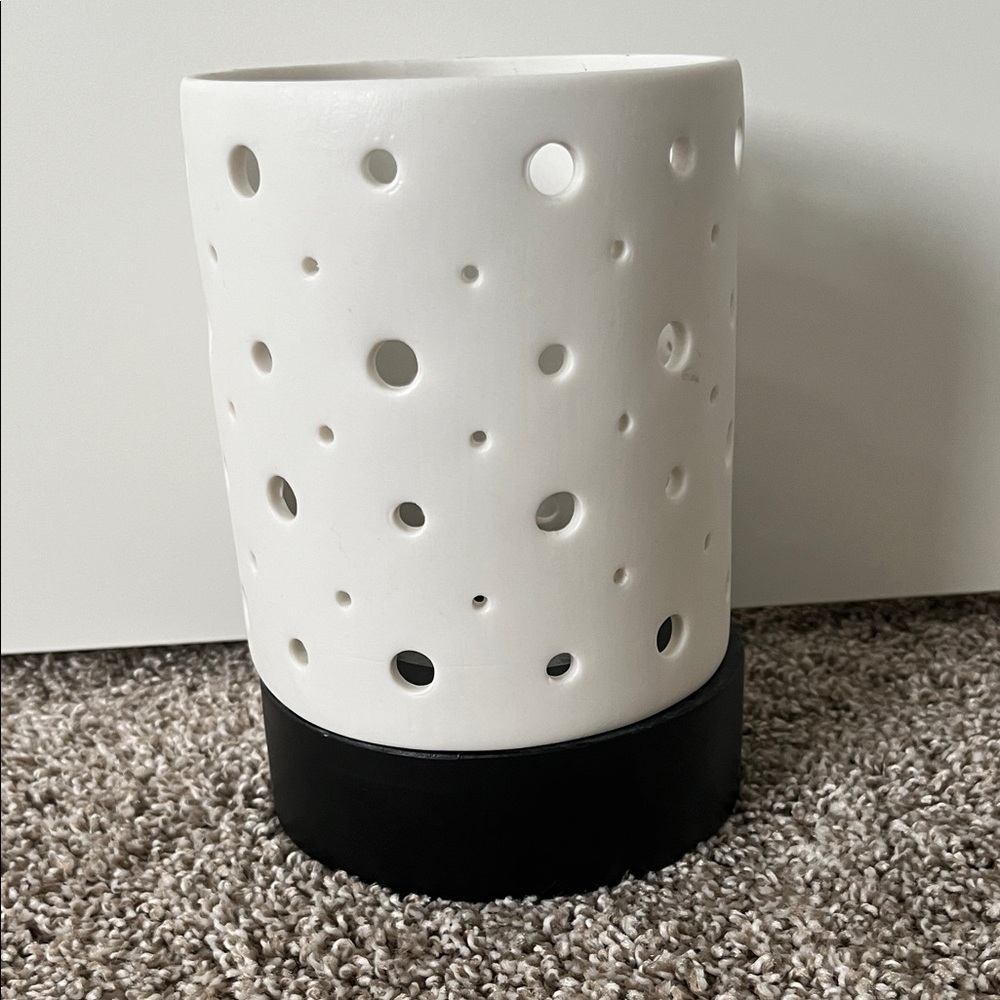 White and Black Ceramic Candle Holder